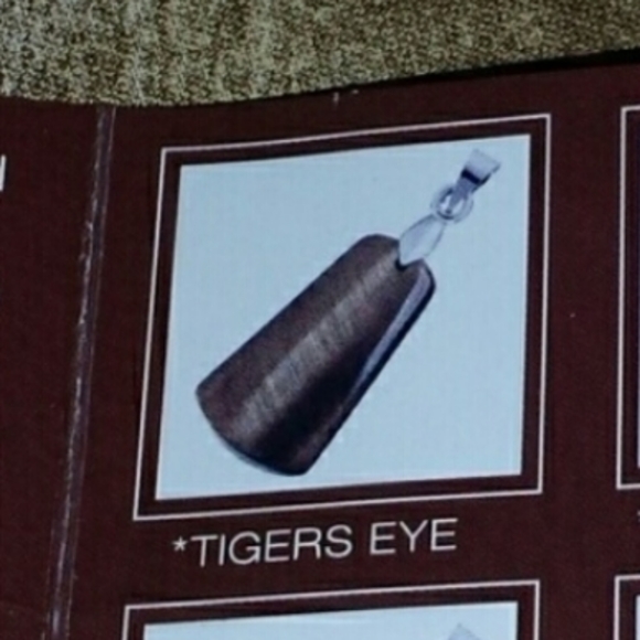 Genuine Tiger's Eye Stone Earrings with 18k White Gold Jewelry Clasp - Picture 4 of 10